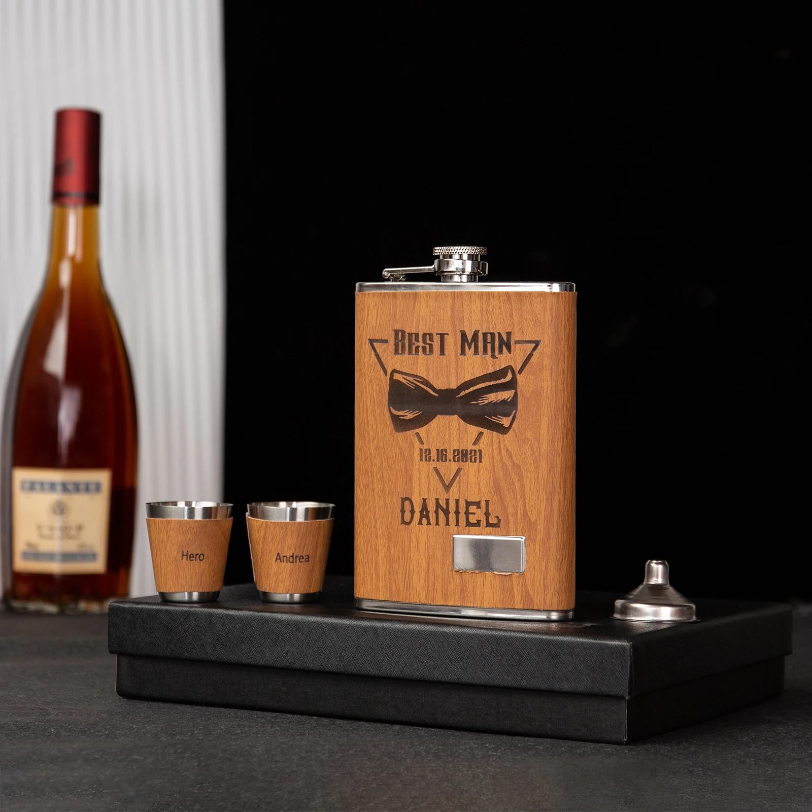 

Personalized Stainless Steel Shochu Bottle Gift Box Bullet Gifts For Men Dad Birthday For Him Boyfriend Husband Groomsmen Gift