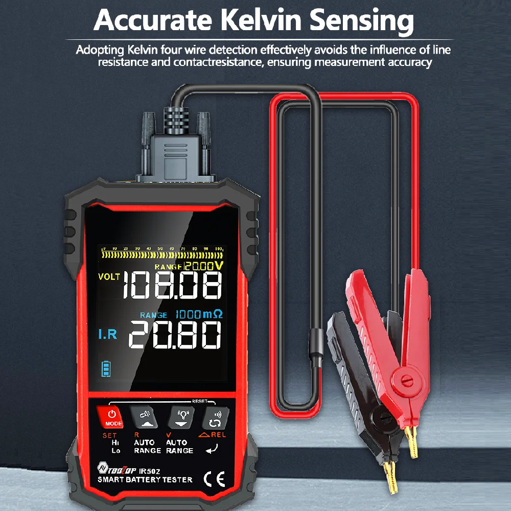 Resistance Tester IR500/IR502 Battery Internal Resistance Tester 120V 0.000m&Omega;~500&Omega; High Precision Calibratable Lead Acid alkaline Lithium Battery