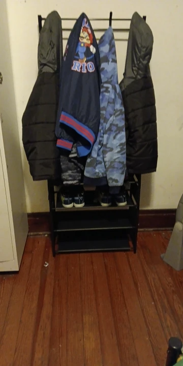 Clothes Hanger Multi-Layer Shoe Rack Doorway DIY Hat And Shoes Shelf Simple Floor-Standing Living Room Organizer Storage Racks photo review