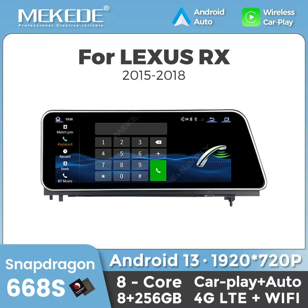 MEKEDE Snapdragon 668S 12.3 pulgadas 2Din Android radio para automóvil Estéreo 8GB+256GB para Lexus RX RX200T RX300 RX350 RX450h RX400h 2015-2018 1