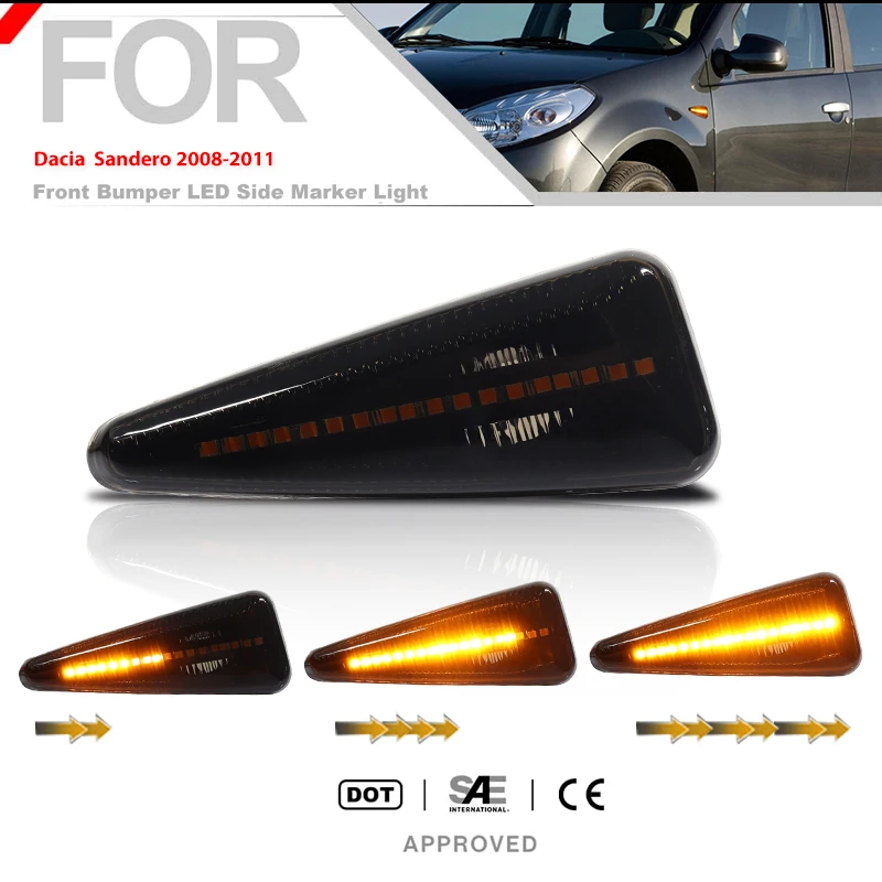 2PCS Dynamic LED Side Marker Light Turn Signal Blinker Lamp for Dacia Logan Sand