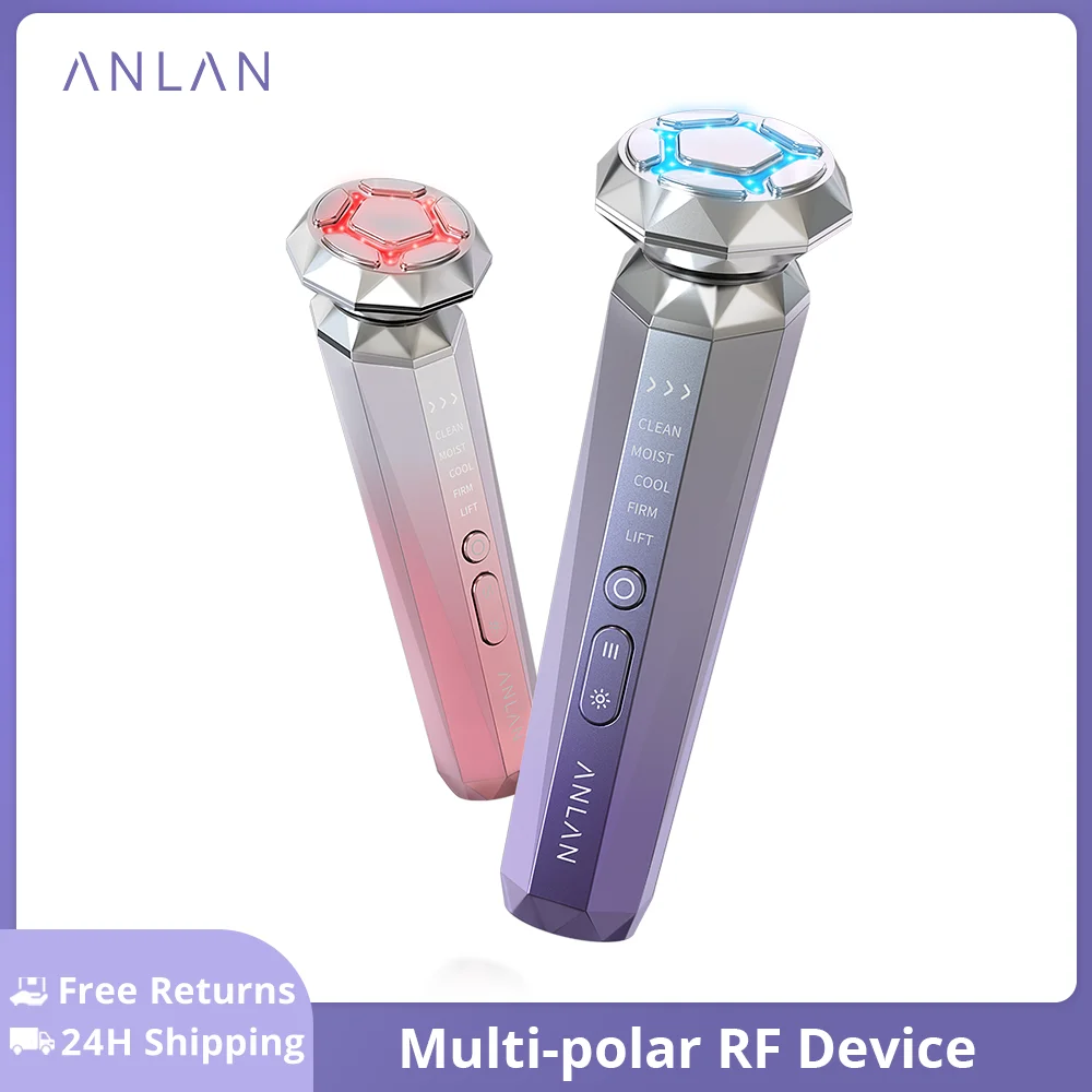 Anlan Rf Face Massager Ems Face Lifting Anti Aging Led Light Therapy Anti Rughe Multi-Polar Rf Hot Cold Skincare Beauty Device