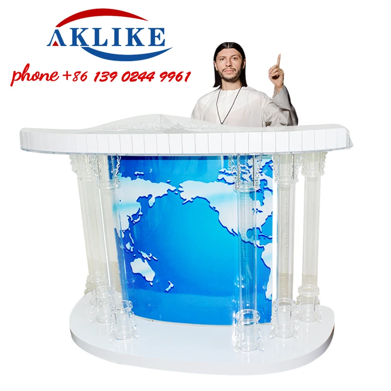 

2023 AKLIKE Hot Sales High-end Lecturers Led Acrylic Lectern Church Pulpit Modern Rostrum Podium Clear Free Shipping