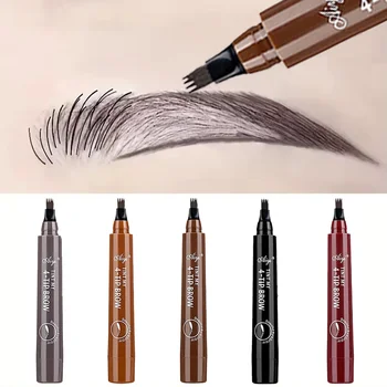 Waterproof Eyebrow Pencil, Quad Eyebrow Pencil, Natural Brow Makeup Long-Lasting Non-Fade Liquid Water Eyebrow Pencil (5 Colors)
