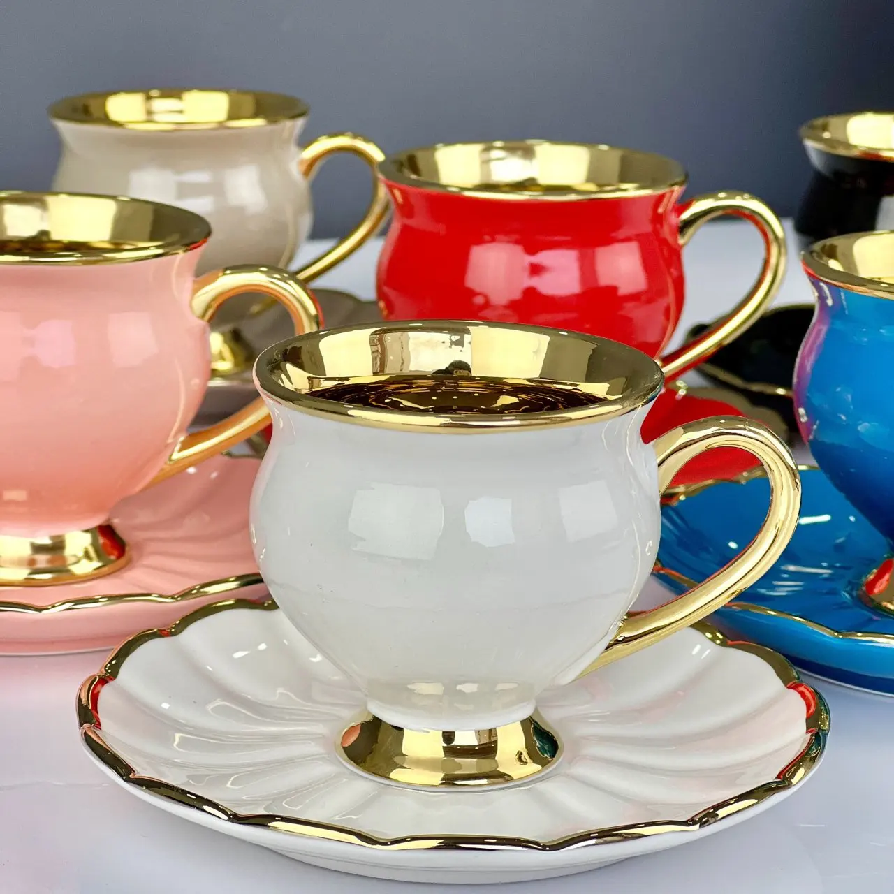 

Lüx 6 Porcelain Gold 6 Colors Cup COFFEE SET CUP CUP CUP SPECIAL DESIGN FINISH LOVE