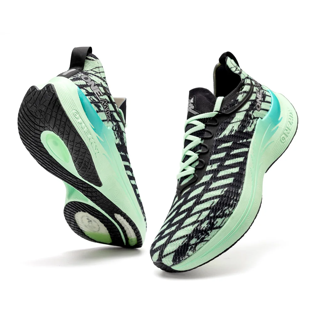 ONEMIX Waterproof Running Shoes Hreen Black Breathable Mesh Racing Run Shoes Men Lightweight Outdoor Sport Shoe Walking Sneakers