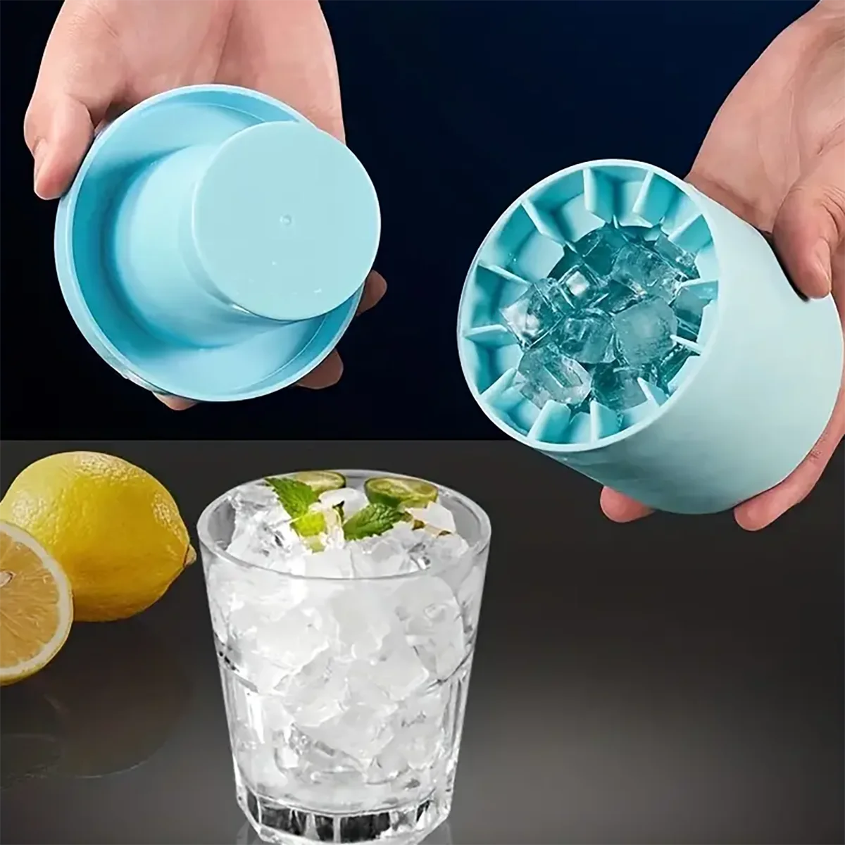 1pcSilicone Ice Cubes Tray Food-Grade Ice Bucket Cup Mold Quickly Freeze Ice Maker Ices Bucket Cup Frozen Drink Ices Cream Tools