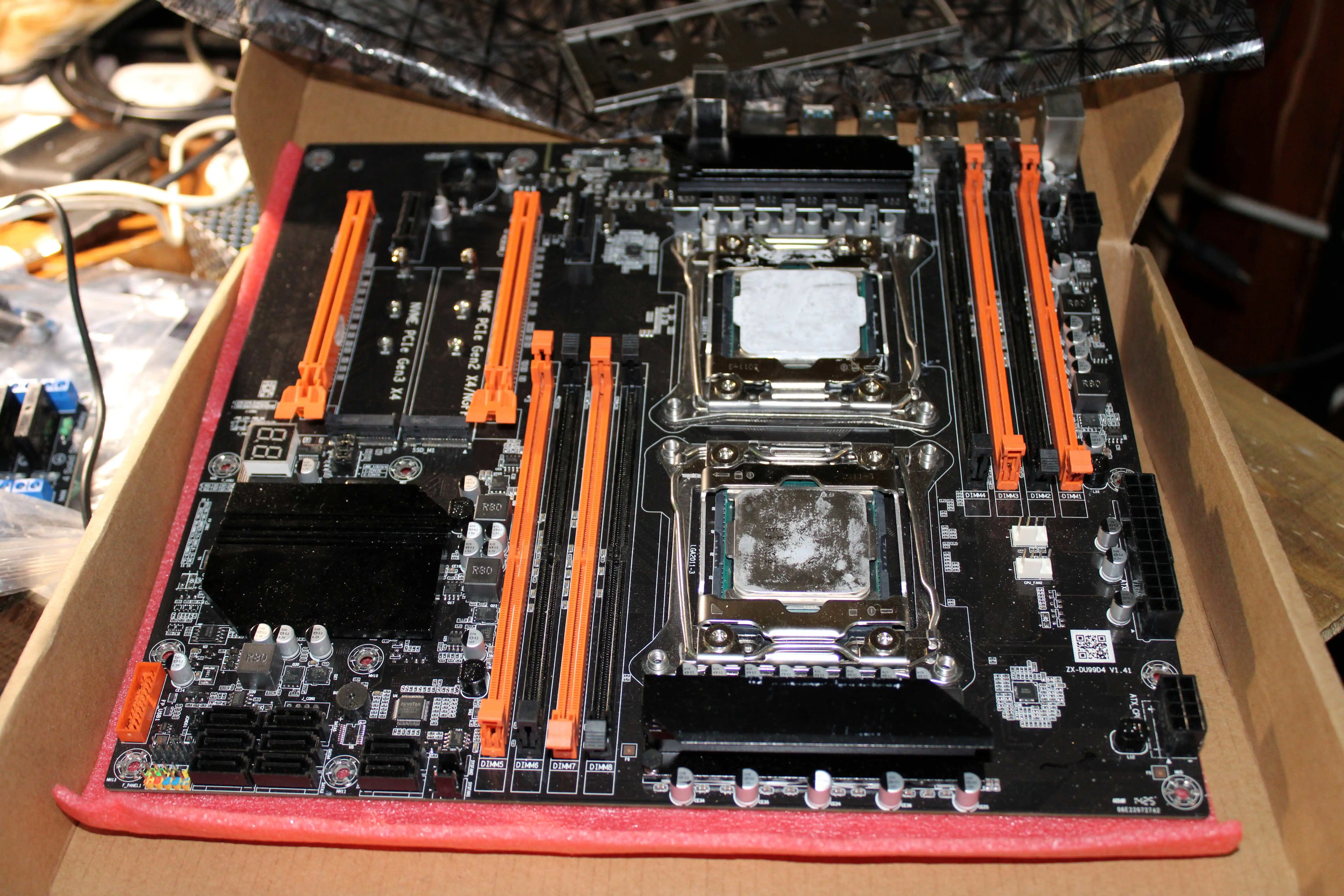 MOUGOl X99 Dual CPU Gaming Motherboard Set lntel Xeon E5 2680 V4&DDR4 64GB (4*16GB) LGA2011-3 M.2 NVME for Server Computer Host photo review