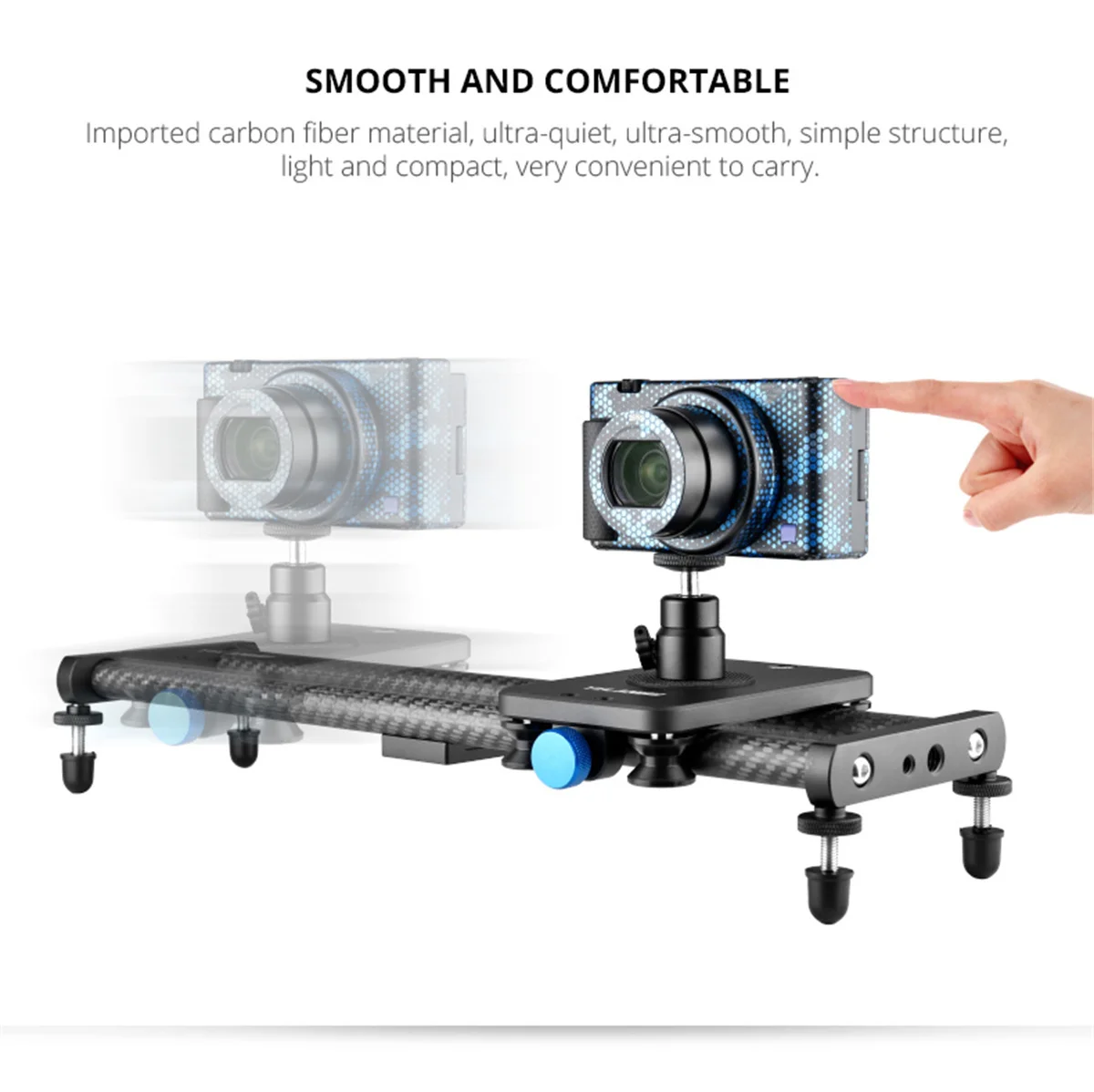 YELANGU 40CM Carbon Fiber Camera Track Slider for Canon Nikon Sony DSLR Smartphone Lightweight Smooth Video Stabilizer Rail camera track slider