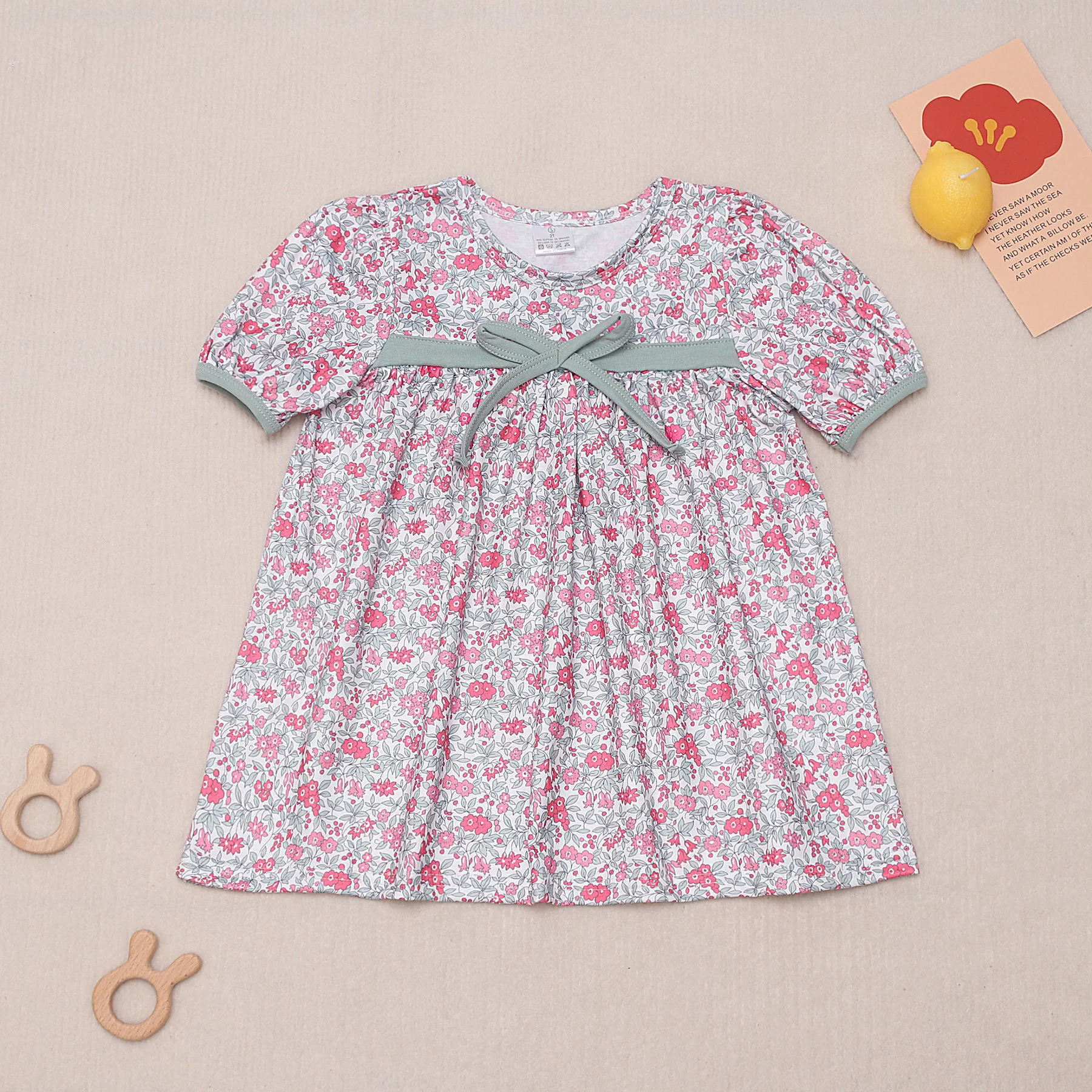 

2024 Baby Girls 1-8T Lace Dress One Piece Bow Clothes Bodysuit Sweet Flower Skirt Green Bow Outfit Toddler Bebes Clothing