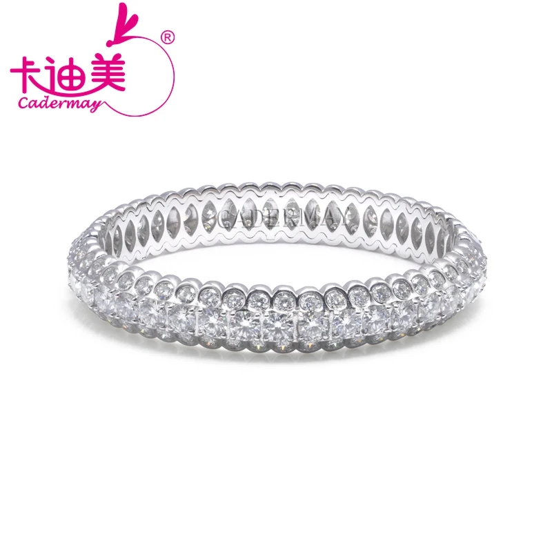 

CADERMAY 100% S925 Silver Bracelet Moissanite Round Shape High Quality Anniversary For Women Jewelry Making