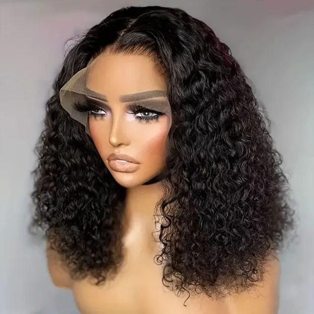 Perruques Lace Front 13x4 en cheveux humains, styles Kinky Curly, Jerry Curly et bouclés, avec dentelle transparente 1