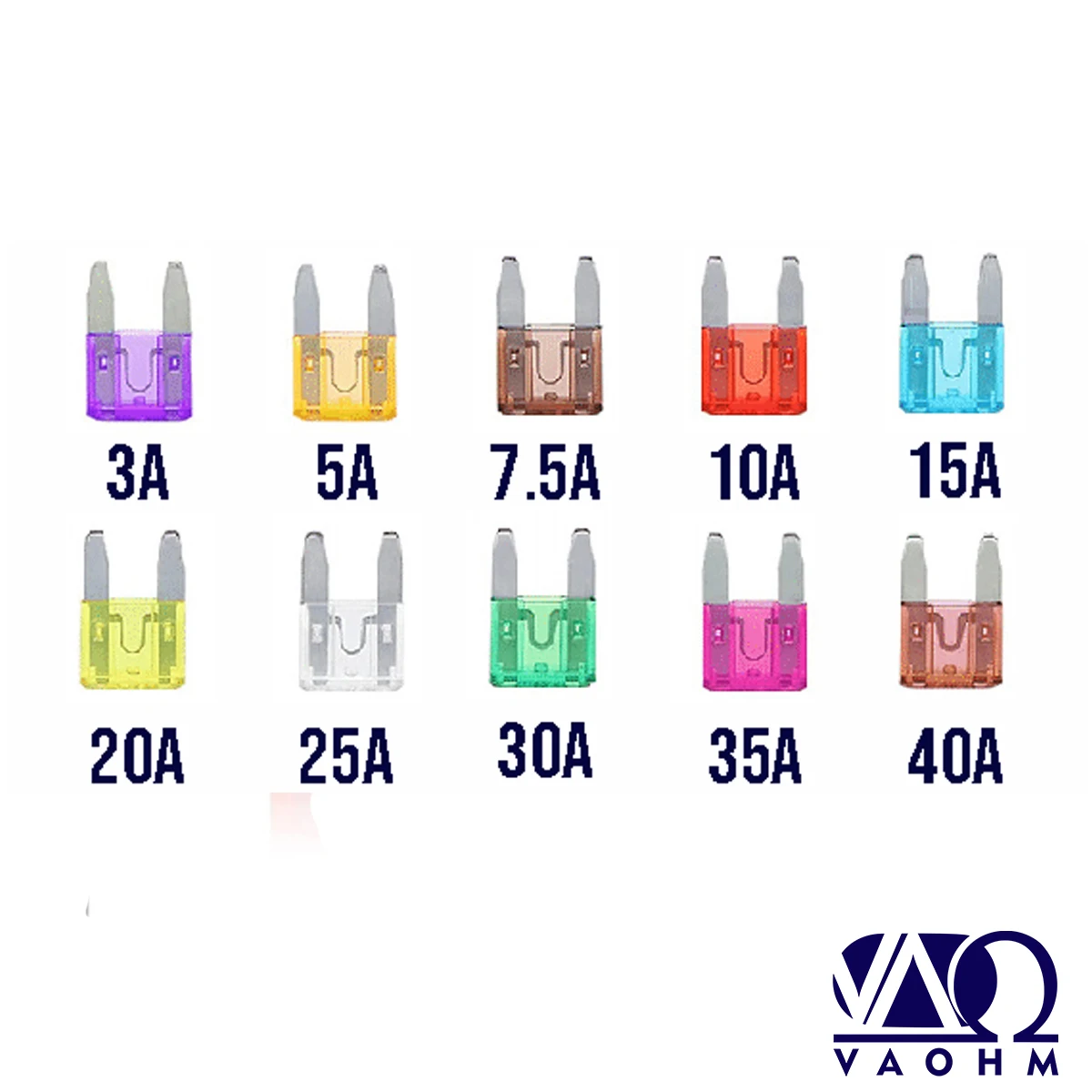 10PCS Auto Blade Type Small Car Fuses 3A 5A 7.5A 10A 15A 20A 25A 30A 35A 40A