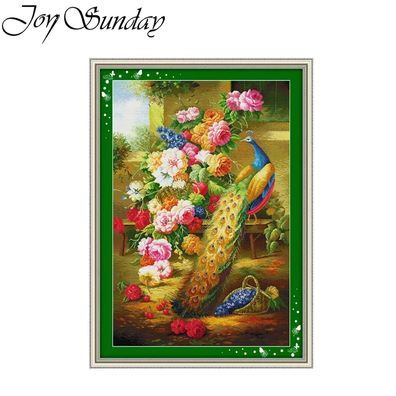 Cross Stitch Kit Beautiful peacock animal pattern cross stitch peacock flowers 11CT 14CT suite embroidery with Chinese characteristics