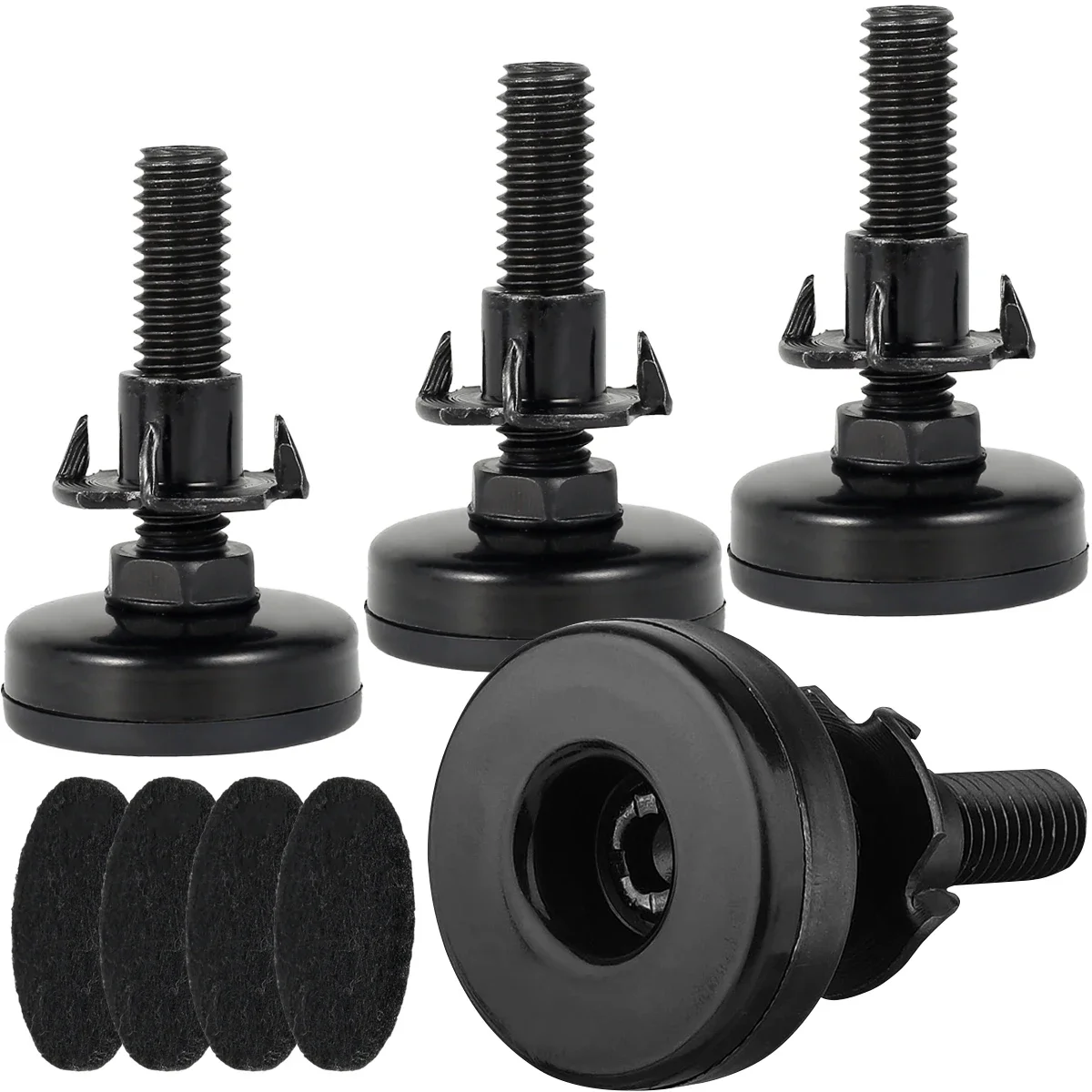 4 Pack Heavy-Duty Adjustable Furniture Levelers with Floor Protector Pads