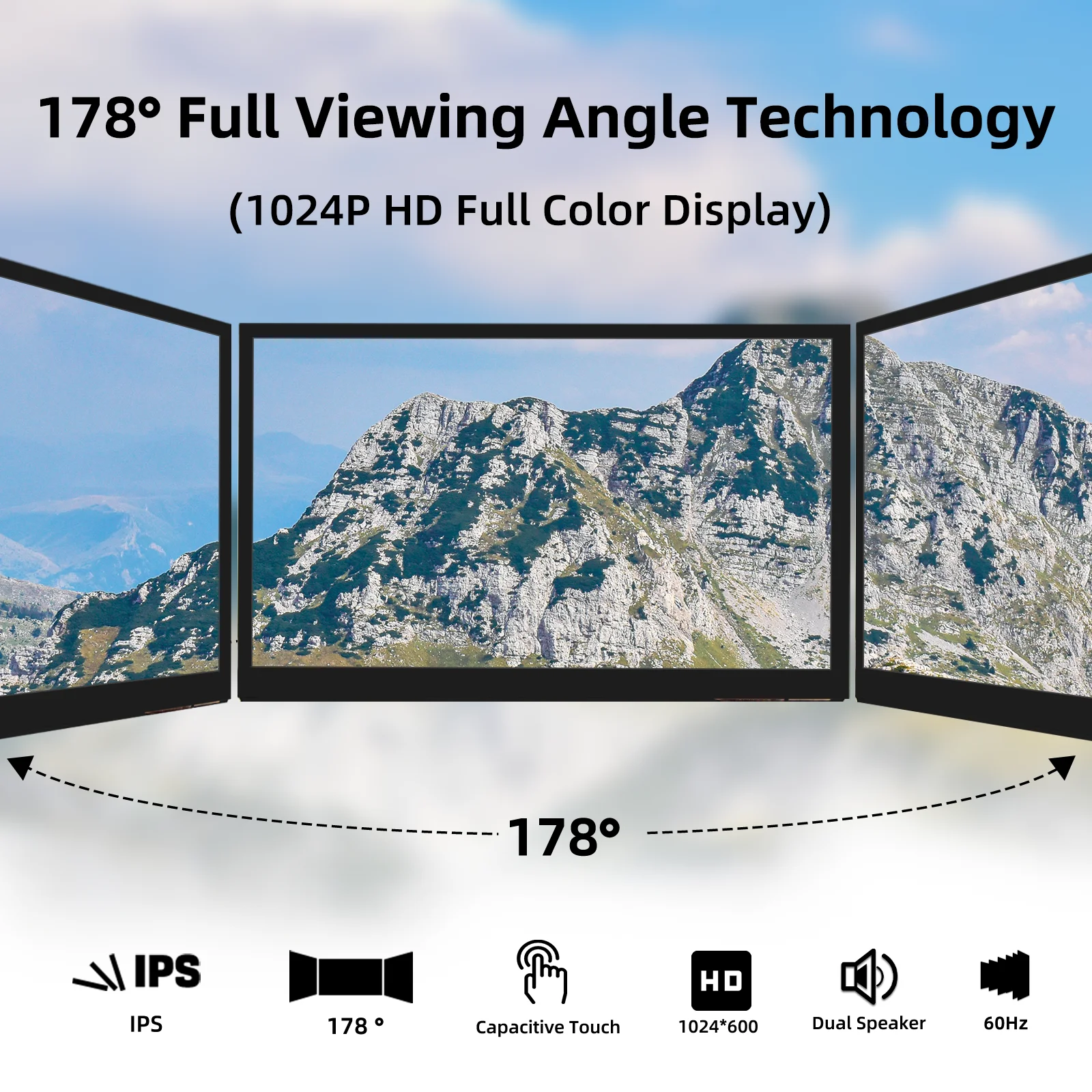 10.1 inch Capacitive Touchscreen IPS 1024&times;600 Dual Built-in Speakers HDMI Monitor Compatible Raspberry Pi touch screen display computer monitor computer secondary screen