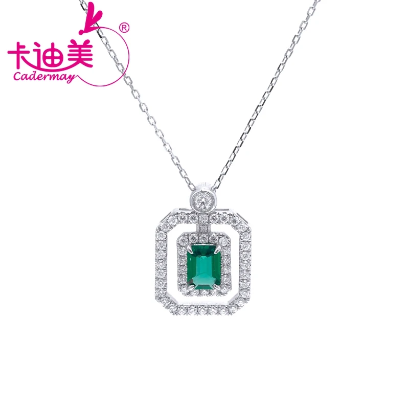 

CADERMAY Fine Jewelry S925 Sterling Silver Muzo Green Lab Grown Emerald Pendants Necklace For Women Party Gifts