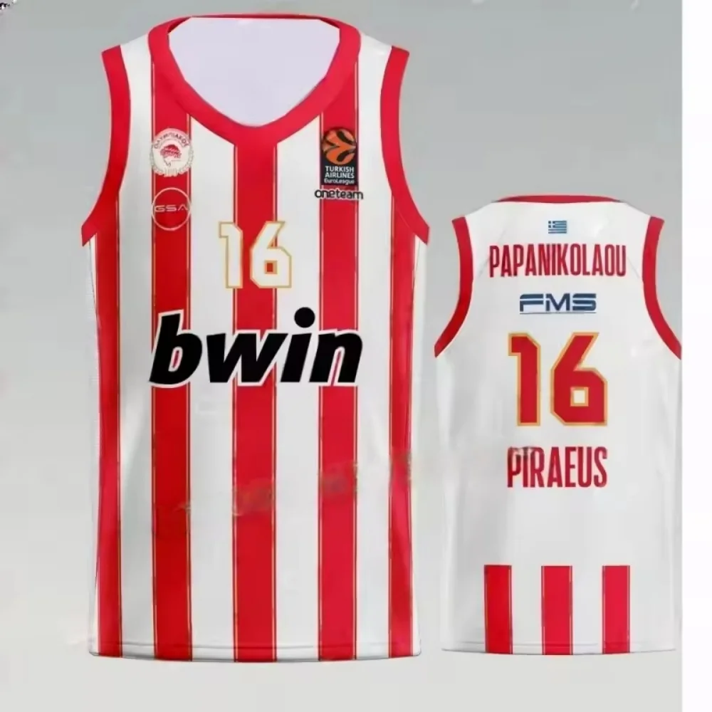 New European Basketball National Team Jerseys Basketball Training Jerseys T-shirt 3D Sports Olympiacos