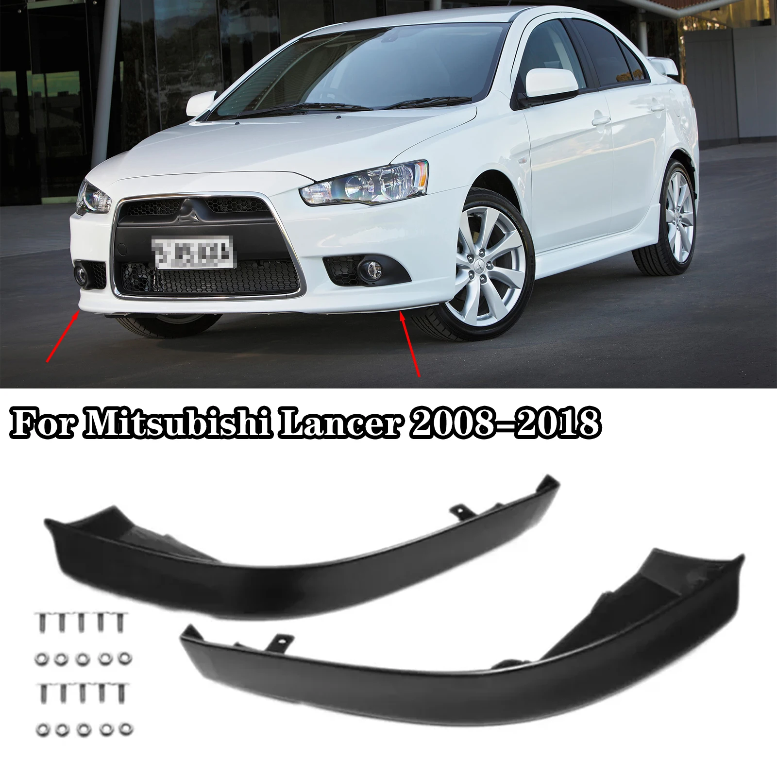 

For Mitsubishi Lancer 2008-2018 Car Front Bumper Splitter Lip Spoiler Body Kit Diffuser Protector Black