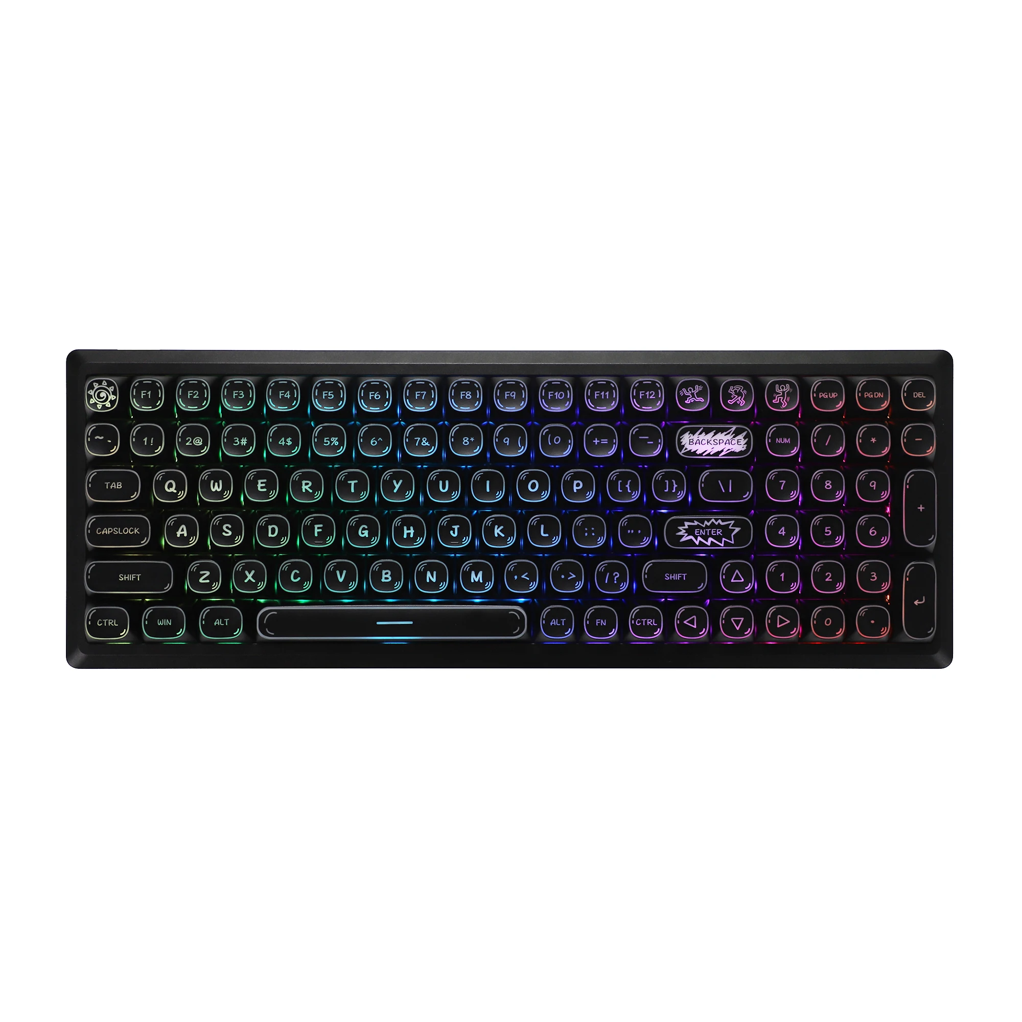 Ymdk Abs ma Perfil 1.5 mm Espessura Graffiti Brilhar Através Esboçado Esculpido-fora Keycap para Ymd75 Kbd75 104 96 87 84 Kbd67 Gk64 61 - Imagem 3
