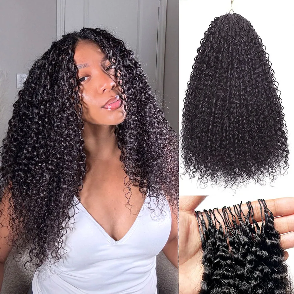 Kinky Curly Pre-Separated Miracle Knots Crochet 100% Human Hair Extensions Boho Braids Feathered Human Crochet Hair For Braiding 1