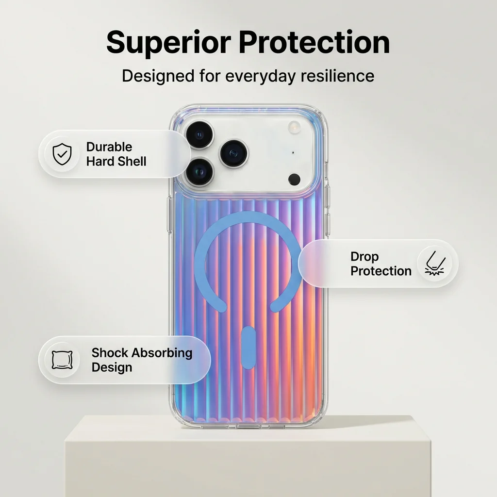 Gradient Stripe Magnetic Phone Case with Flat Back Design