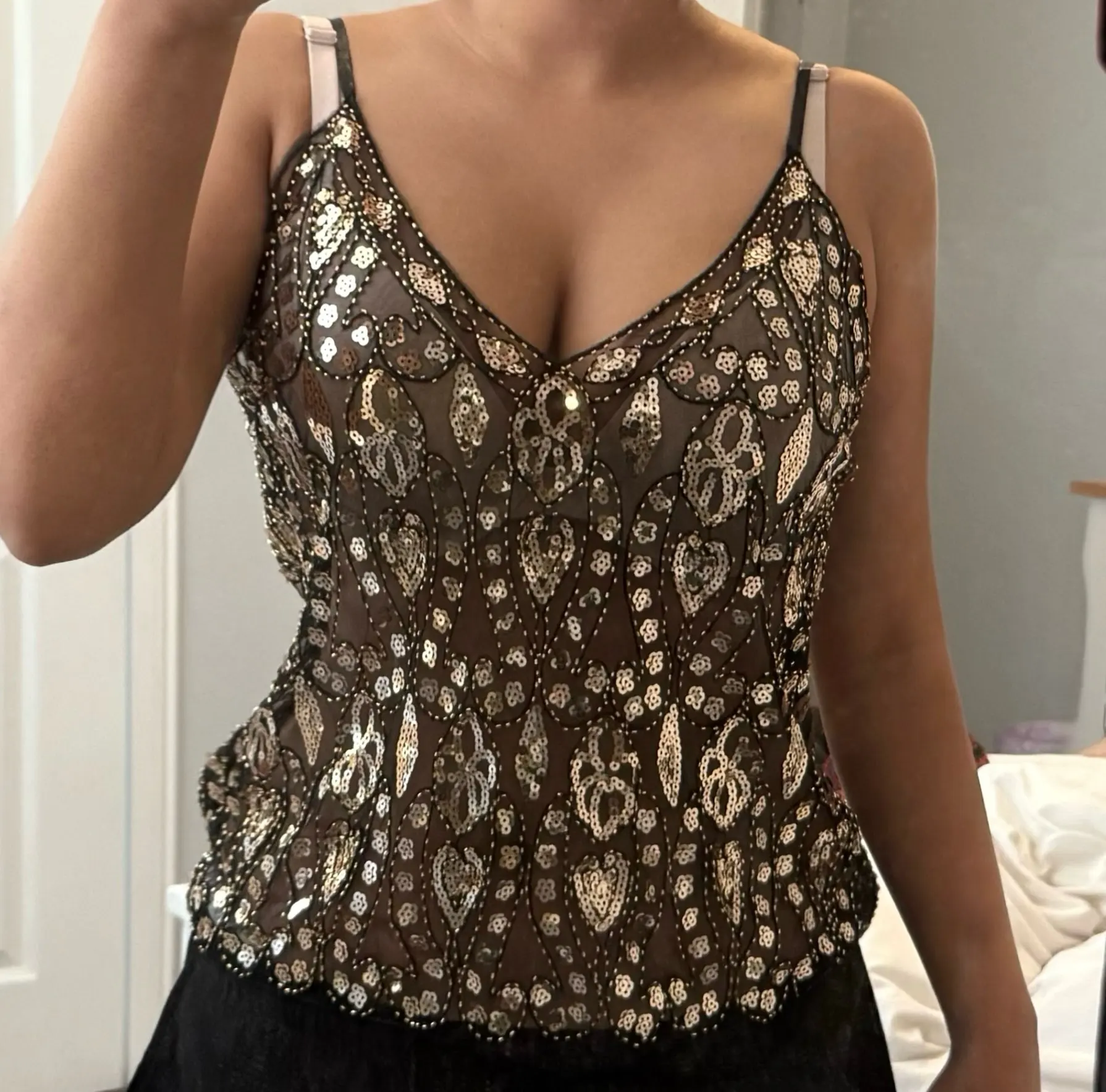Heavy Industrial Sequined V-Neck Tank Top - Studded Camisole photo review