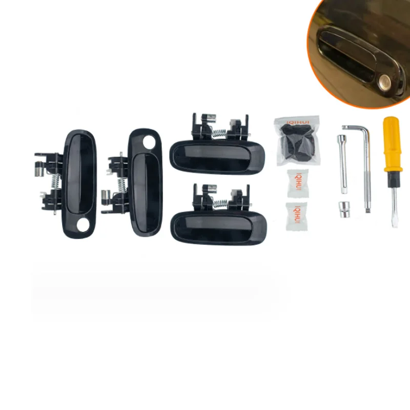 JDMON Set 8 Maniglie Porte Per Toyota Corolla 1998-2002 - Esterno Nero E Interno Grigio, Ricambio Completo