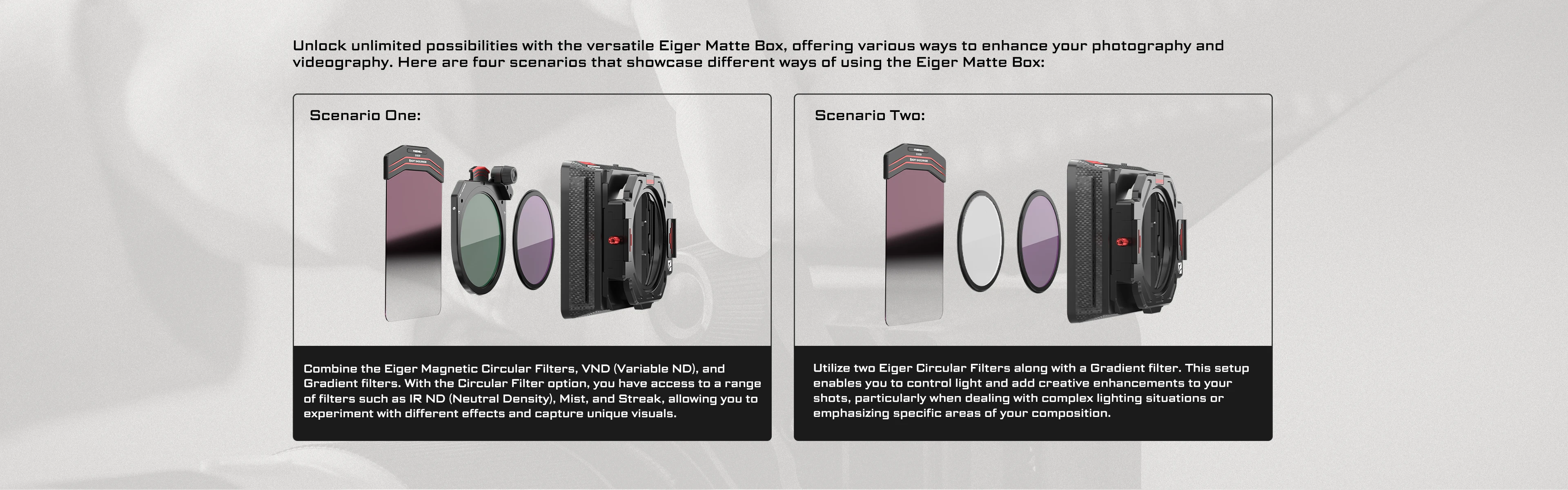 Starter Kit VND1-5 Stop,VND6-9 Stop,CPL Filters Sets with Eiger Matte Box Compat