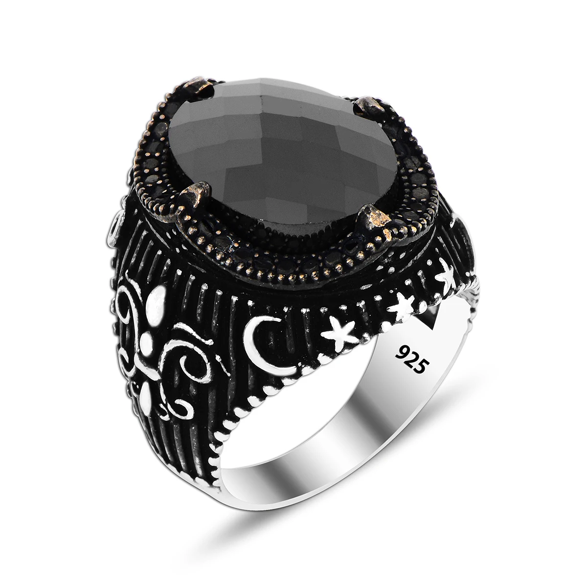 

Trendy Zircon Unique Men Ring Male Fine Jewelry Onyx Boho Vintage Brillant Luxury Art Designer Rings Antique 925 Silver Agate