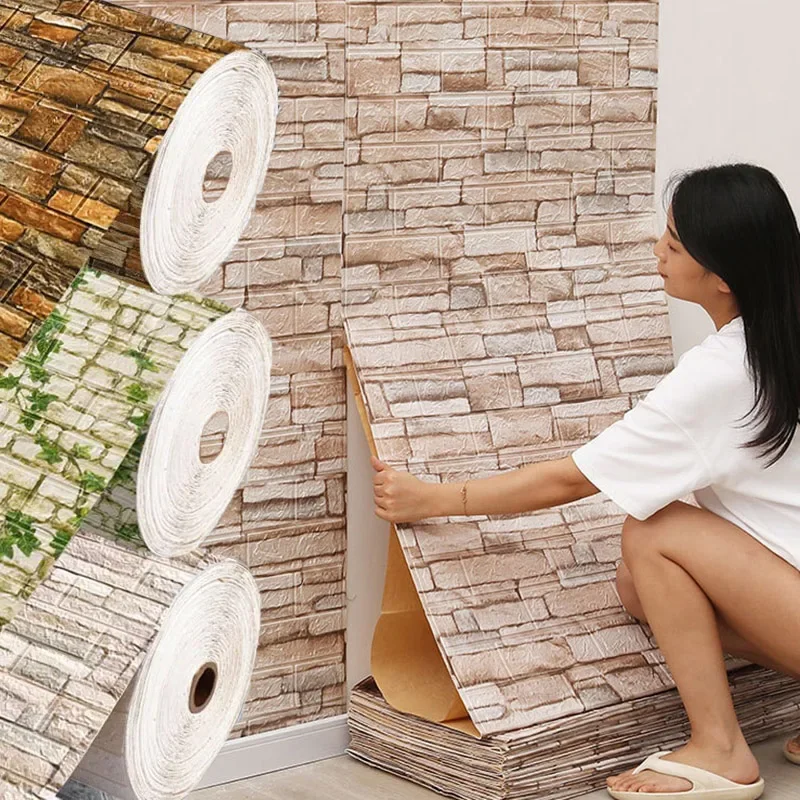 3D Self-Adhesive Brick Wall Stickers - Realistic brick texture for versatile decor