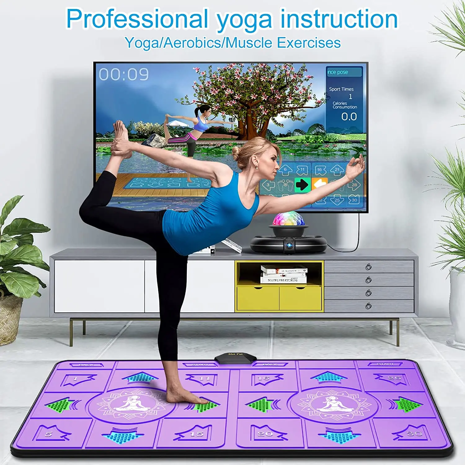 Dance Mats Dance Mat Game for TV/PC Family Sports Motion Sensing Game Double User with Two Wireless Handle Controllers Non-Slip Yoga Pads dance mats