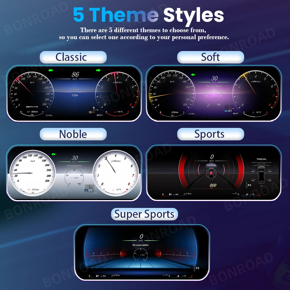 Panel de Instrumentos Digital LCD BONROAD de 12.3" y 1920*720P para Mercedes Benz Clase C W204 NTG 4.0 2007-2011, Velocímetro, Panel de Control 4
