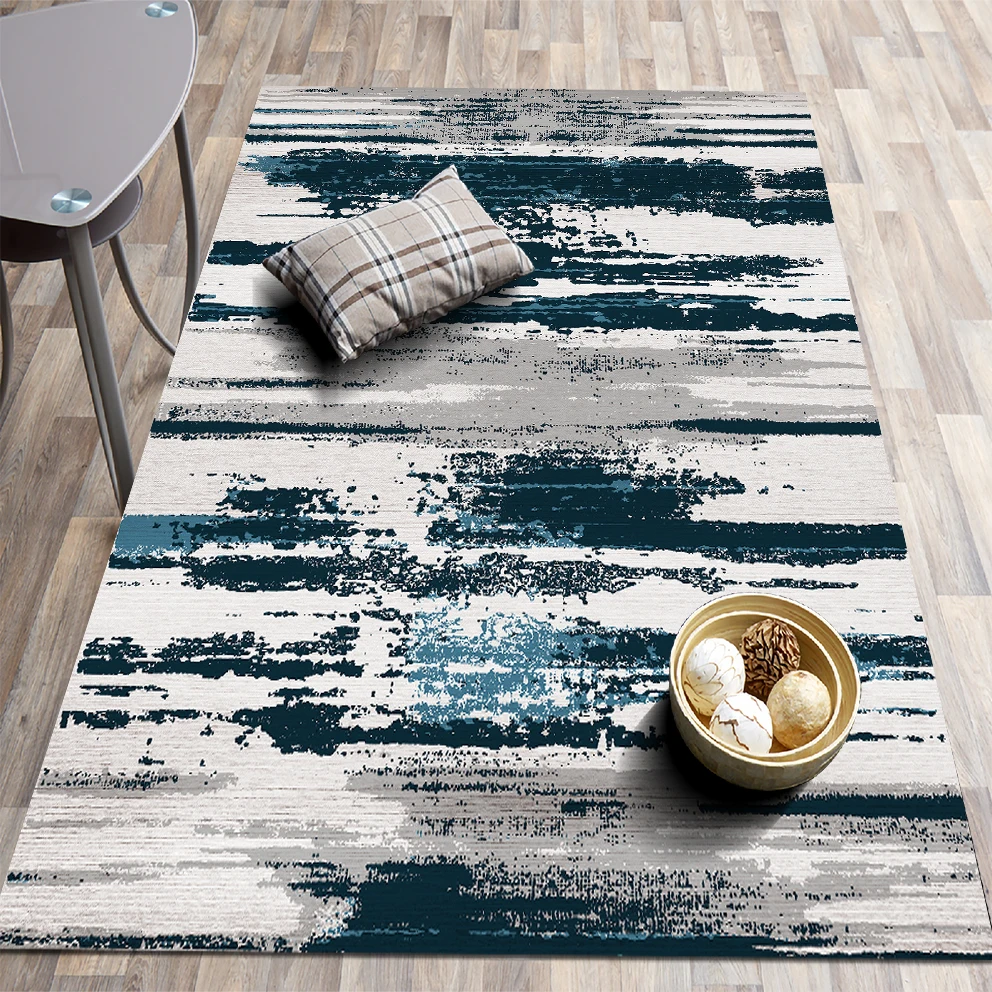 

Printed Ethnic Striped Classic Pattern Gray and Blue color non-slip carpet/Kids room bedroom living room carpet/home gift