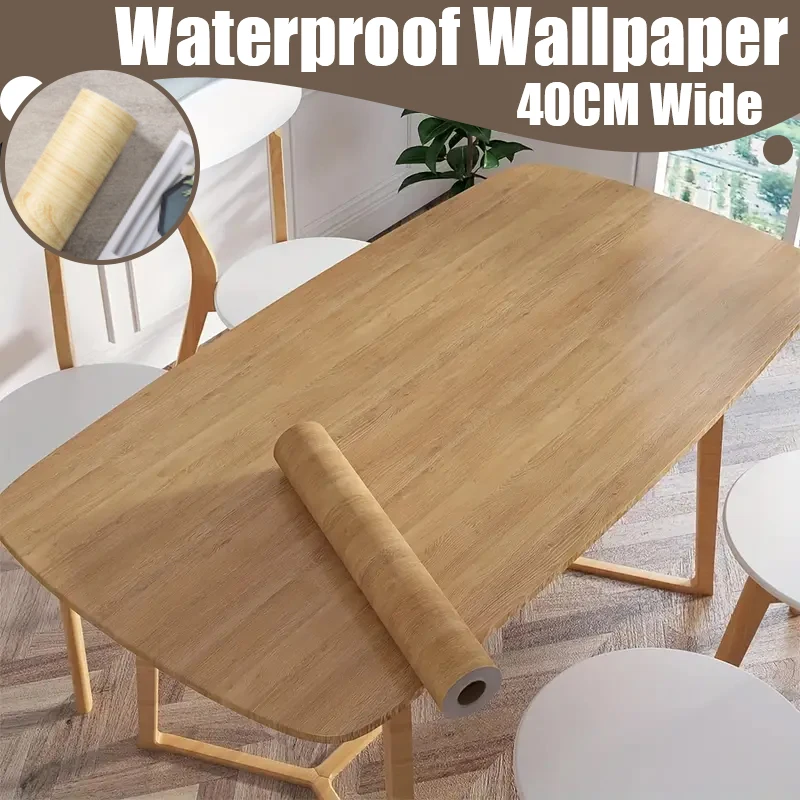 สติ๊กเกอร์ติดผนังลายไม้ 40 ซม. สไตล์ยุโรป แผ่นผนังตกแต่งบ้าน กันน้ำ ล้างทำความสะอาดได้ แบบม้วน 1