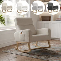 Кресло-качалка Anajqaqia, кресло для отдыха, кресло для гостиной с двумя карманами, кресло-качалка для спальни и балкона, Teddy Velvet