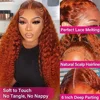 200 Density Ginger Orange Curly 13x4 HD Lace Frontal Human Remy Hair Colored Transparent Deep Wave 13x6 Lace Front Wig For Women 4