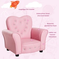 Anajqaqia 59x41.5x49cm Canapé pour enfants, fauteuil pour enfants, fauteuil en mousse avec pieds en bois massif pour chambres d'enfants, rose 3