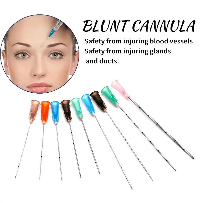 50pcs Disposable Blunt Tip Cannula Needle For Filler Injection 18G 21G 22G 23G 25G 27G 30G Uric Acid Facial Filling Nose 1 box