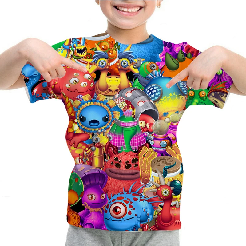 My Singing Monsters 3D Print T-Shirt Boys Girls Summer Short Sleeve Tops
