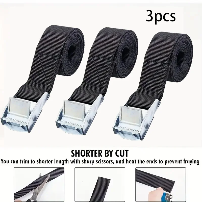 Cargo Tie Down Strap 3pcs 1m*25mm Tie Down Strap Strong Ratchet Belt Luggage Bag Cargo Lashing With Metal Buckle Heavy Duty Belt Zinc Alloy Buc