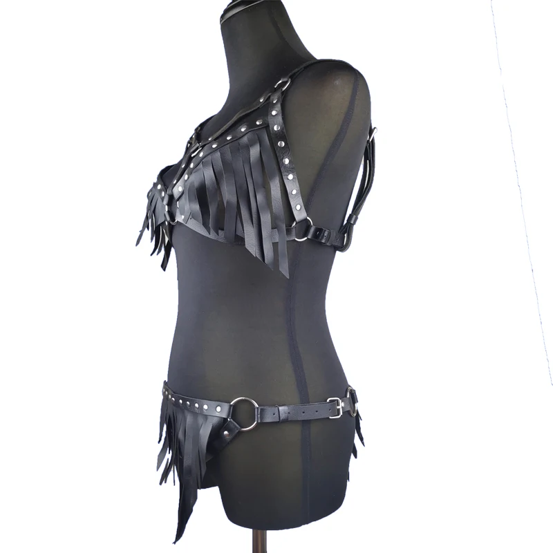 Bdsm Sexy Women‘s Underwear Full Body Pu Leather Lingerie Harness Adjustable Tassles Suspender Bra Belt Fetish Summer Clothing