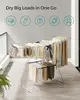 Foldable Clothes Drying Rack - Includes Sock Clips, 2 Height-Adjustable Gullwings, Silver and Blue Design, Perfect for Indoor or 3