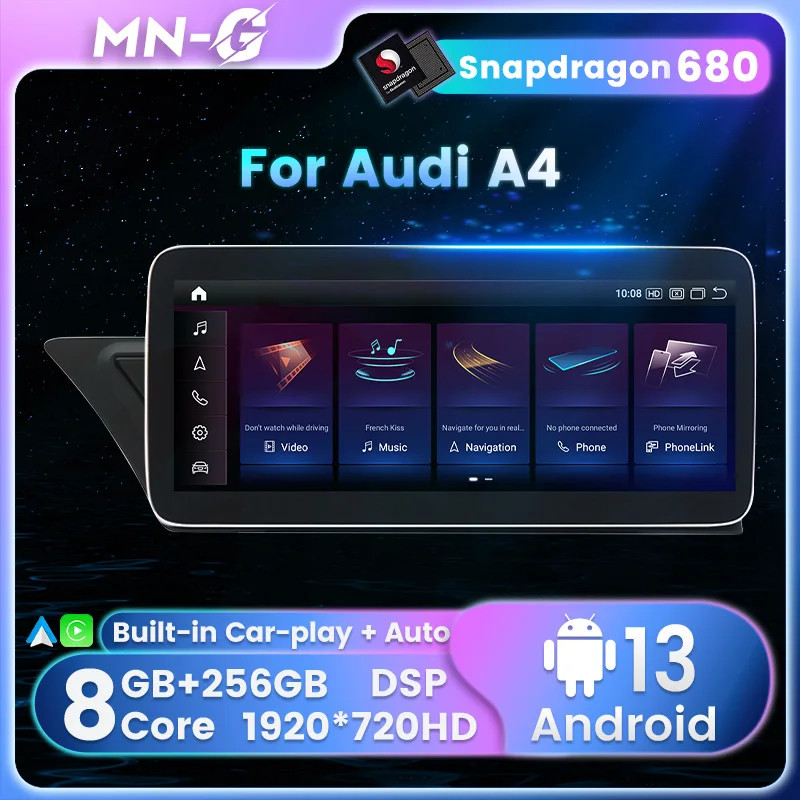 

8 Core Android 13 Car Radio Stereo For Audi A4 B8 A5 2009-2017 WIFI SIM BT Carplay DSP Audio GPS Multimedia Player Voice control