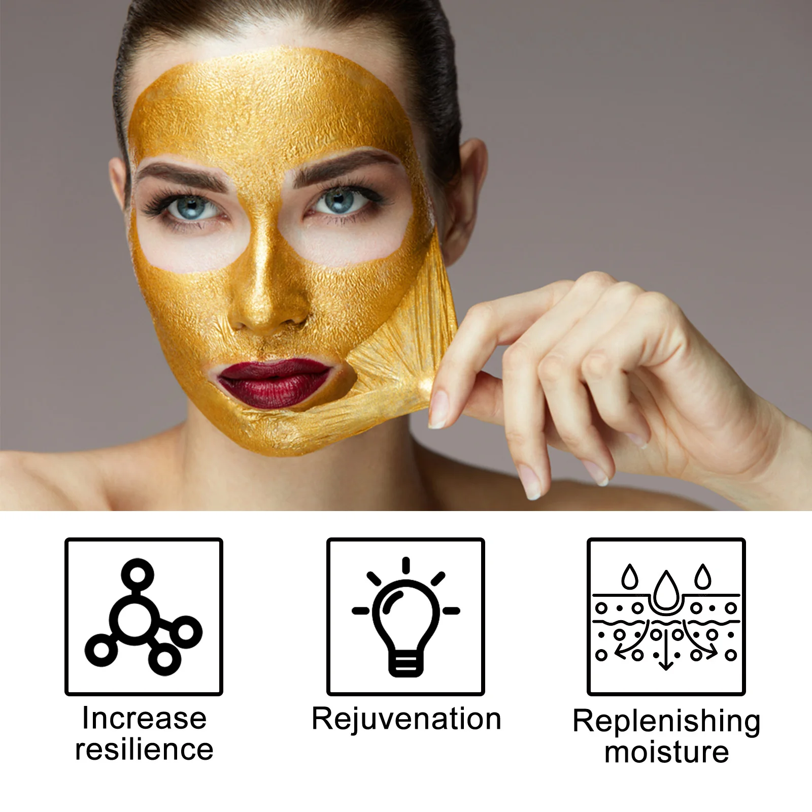 EELHOE Golden Face Mask Gentle Cleaning Pore Dirts Brightening Skin Tone Pore Shrink Prevent Aging Tightening Skin Face Mask
