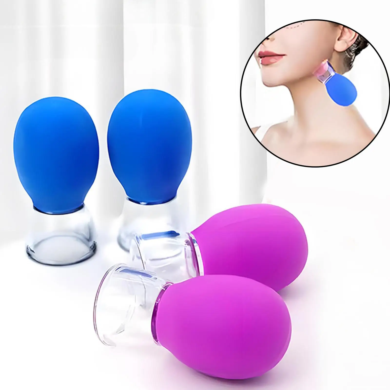 4 Pcs Facial Cupping Cups Set Massage Vacuum Suction Cupping Cups for Home Household Body Relaxation Face Legs Back Muscle