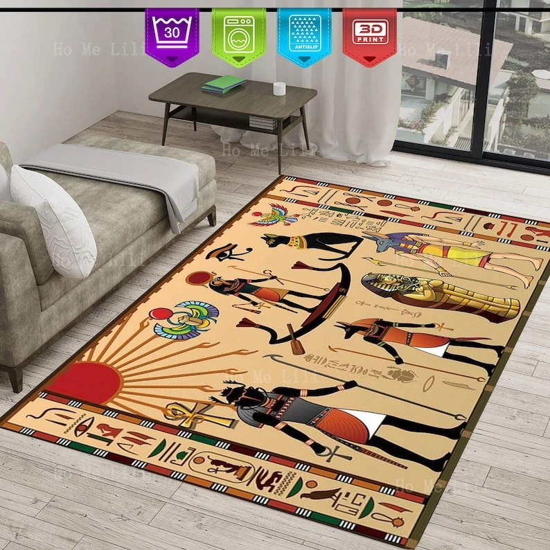 Mummy Egiziano Sun God Tutankhamun Pattern Incredibile Oracle Sages Of Ancient Imhotep Carpet Tappeto Dall'Aspetto Antico In Stile Moderno
