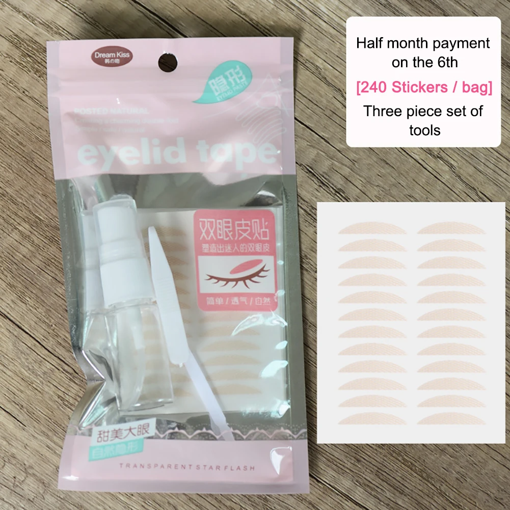 Double Fold Eyelid Tape 240pcs set Drooping Eye Lace Double Eyelid Stickers Patches Breathable Water Drop Type Makeup Tool Cosmetics