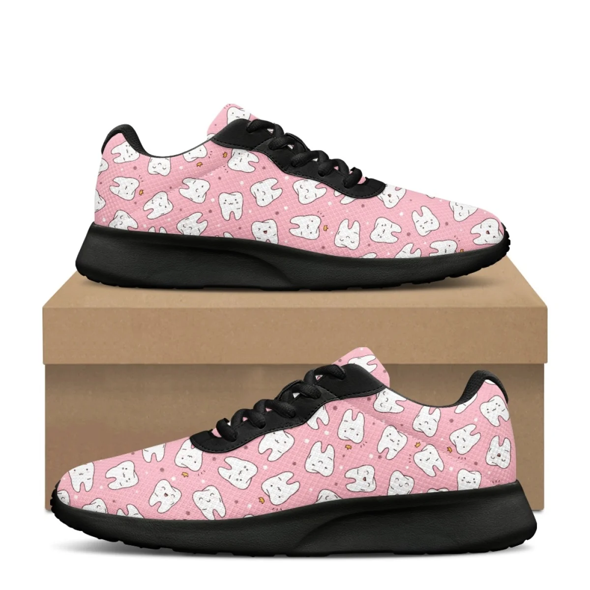 Teeth Protect Pattern Women Training Running Shoes Cozy Lace-Up Flats Durable Gym Teen Sneakers Print On Demand tenis masculino