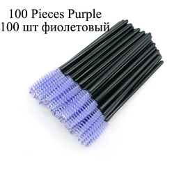 Disposable Micro Eyelash and Eyebrow Brush Set - 100 Pcs (100pcs Purple)